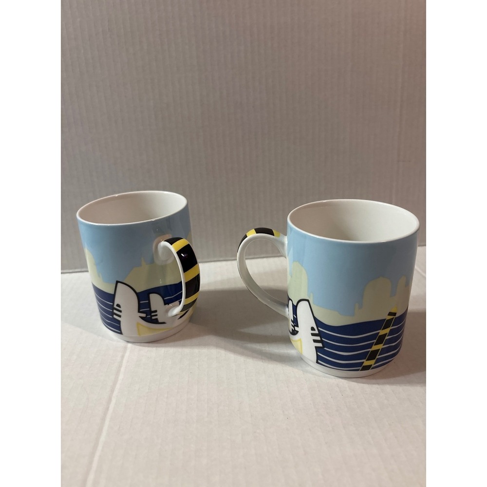 Studio Nova Fine Porcelain Mugs Set 2 Nautical Ships Sky Design Dishwasher Safe